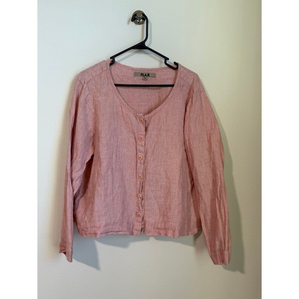 FLAX 100% Linen Button Up Tunic in Rose Women’s Size Large
